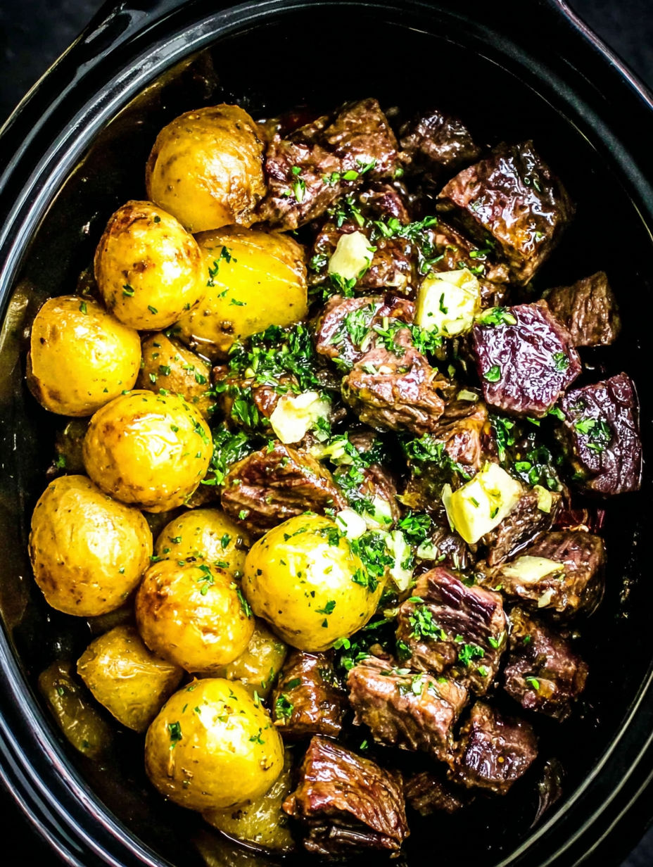 A bowl of food with potatoes, meat, and cheese.
