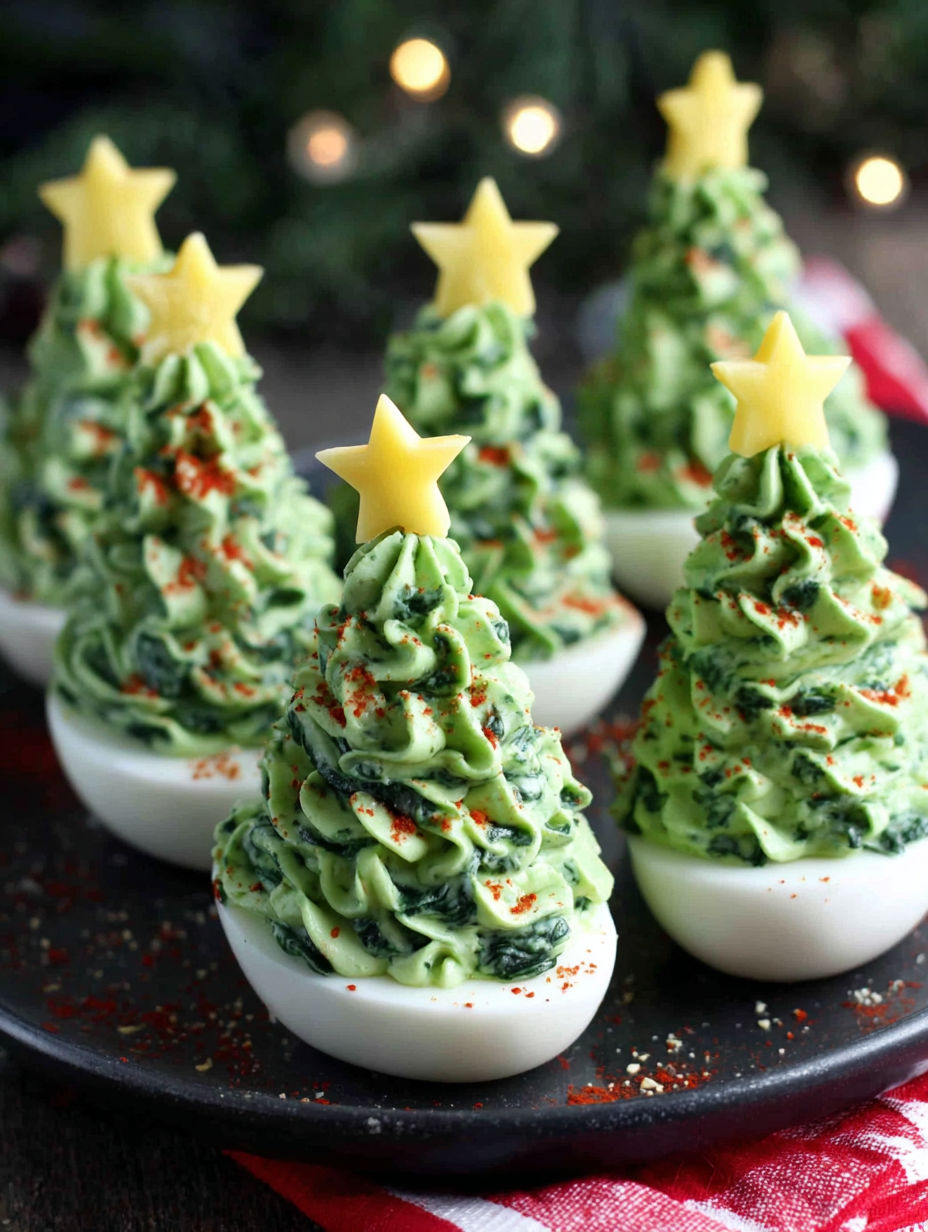 A plate of green and red decorated eggs.