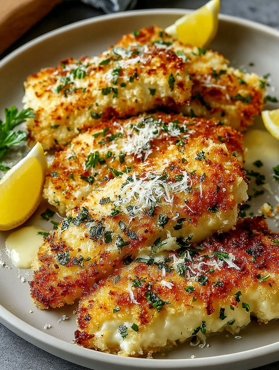 A plate of crispy Parmesan crusted tilapia.