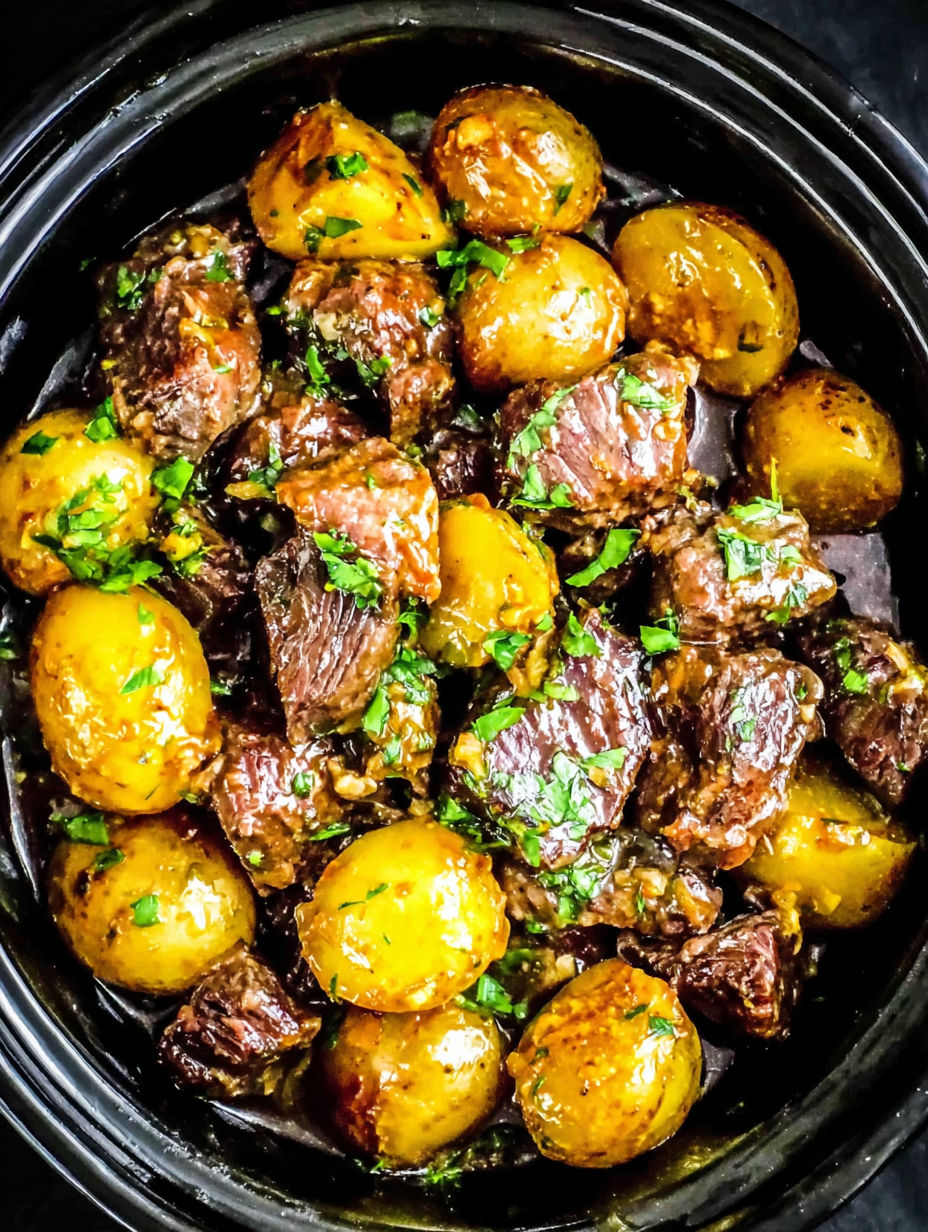 A bowl of meat and potatoes.