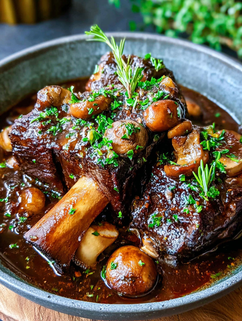 A close up of a steak with mushrooms on top.