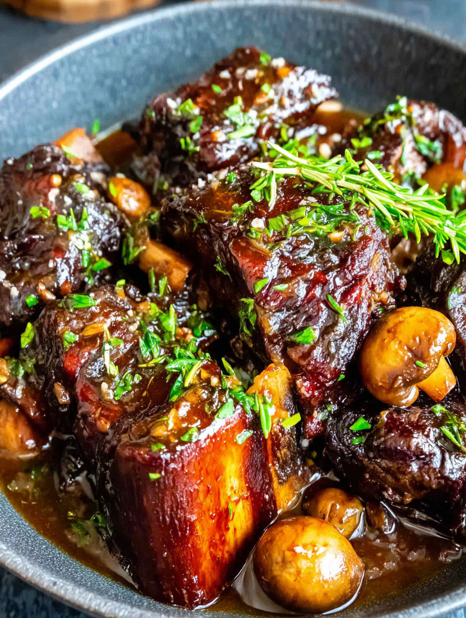 A close up of a plate of food with mushrooms and meat.