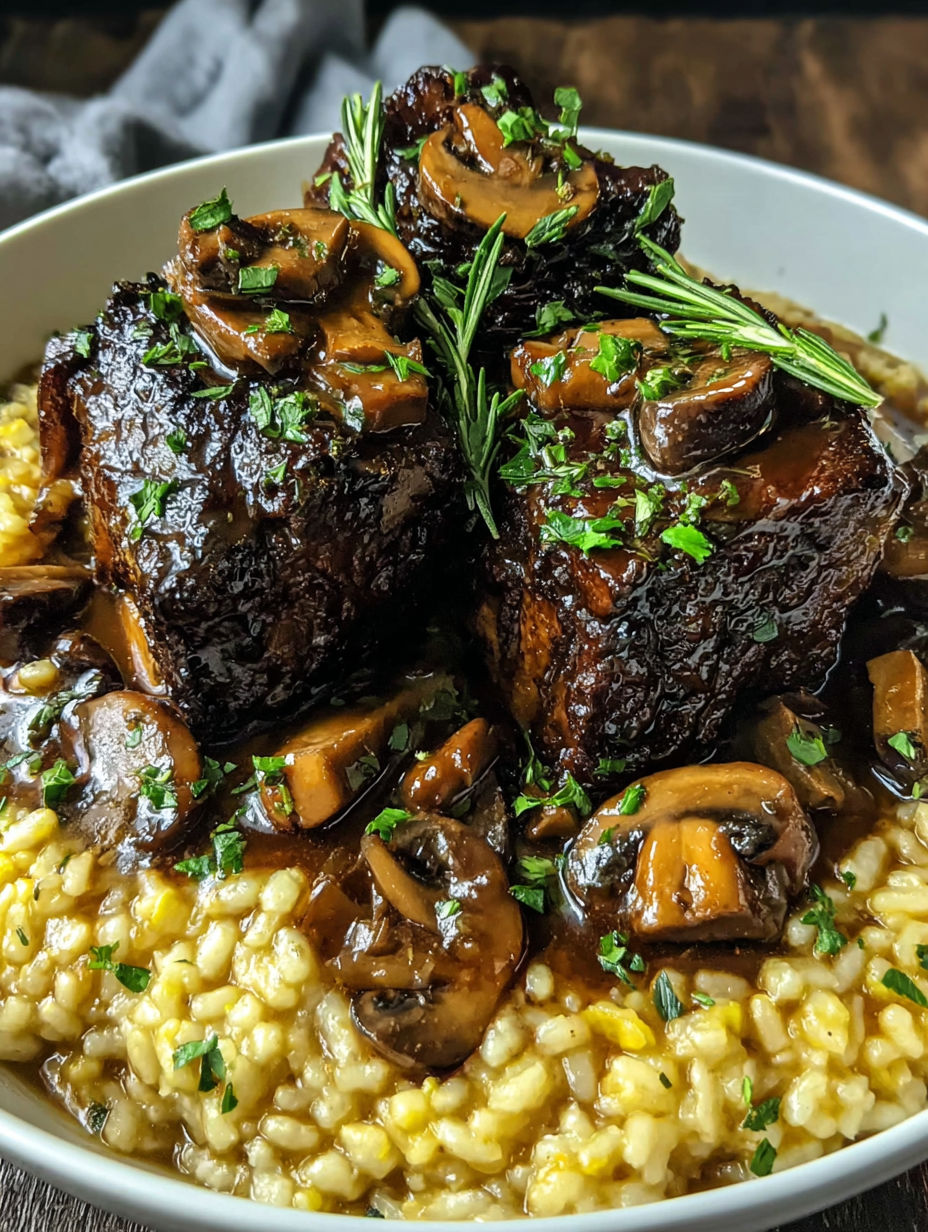 A plate of food with mushrooms and rice.