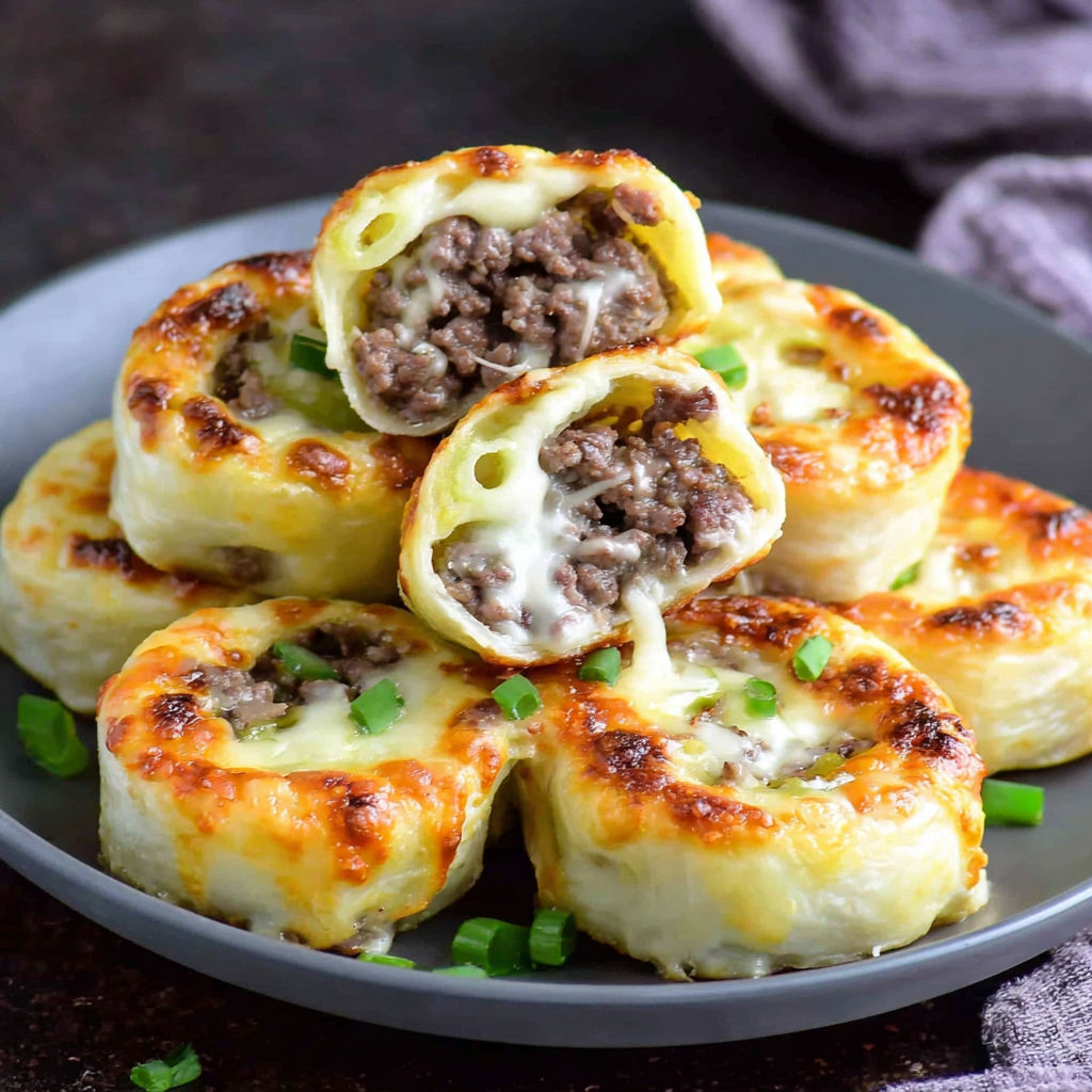 A plate of keto Philly cheesesteak rolls.