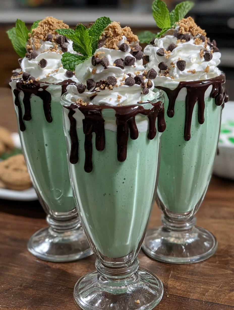 Two glasses of shamrock shake.