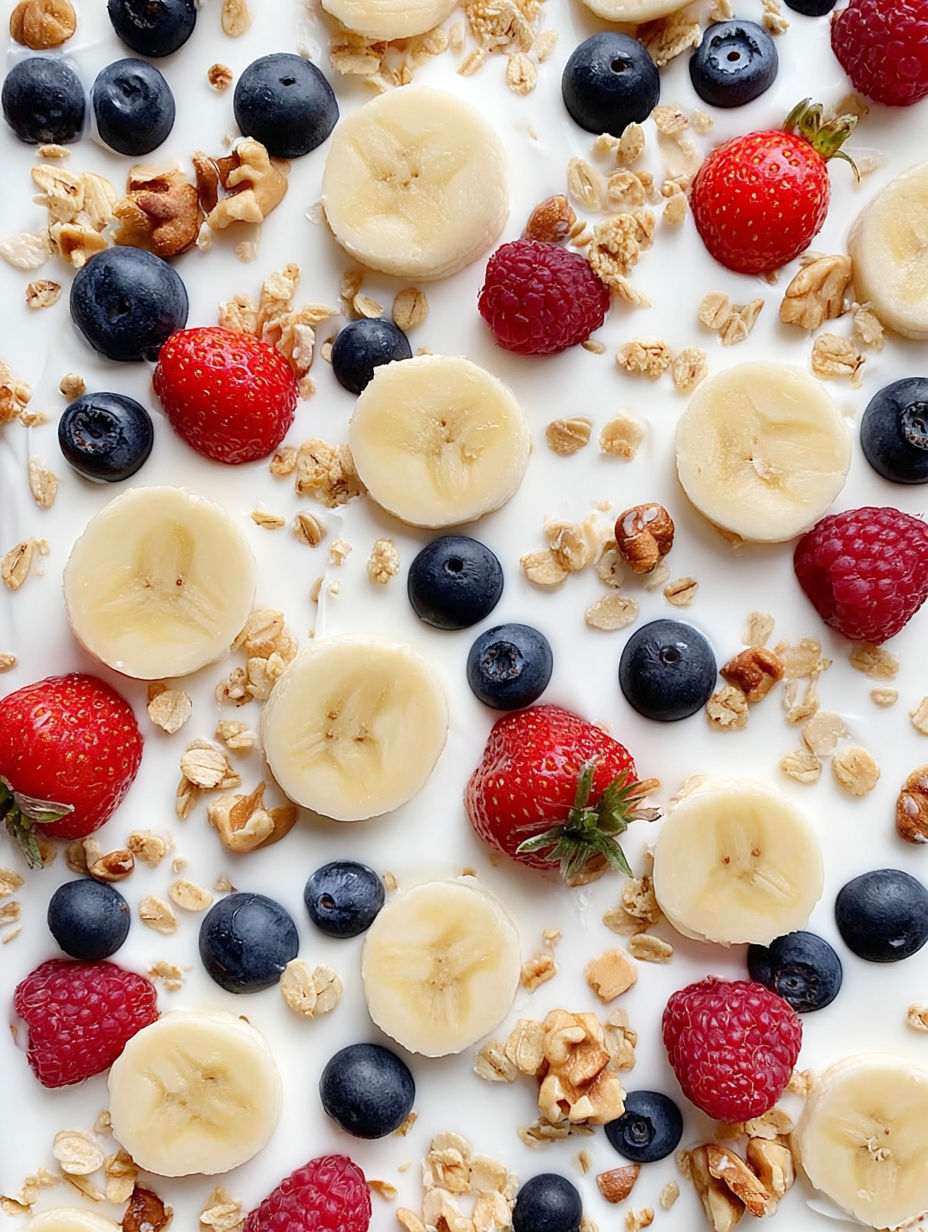 A close up of a healthy frozen yogurt bark recipe.