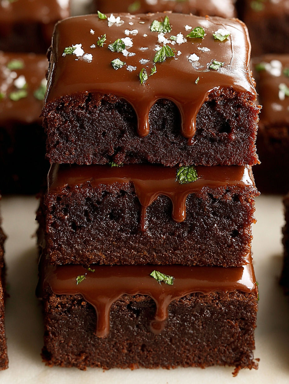 Chocolate cake with chocolate icing and chocolate drizzle.