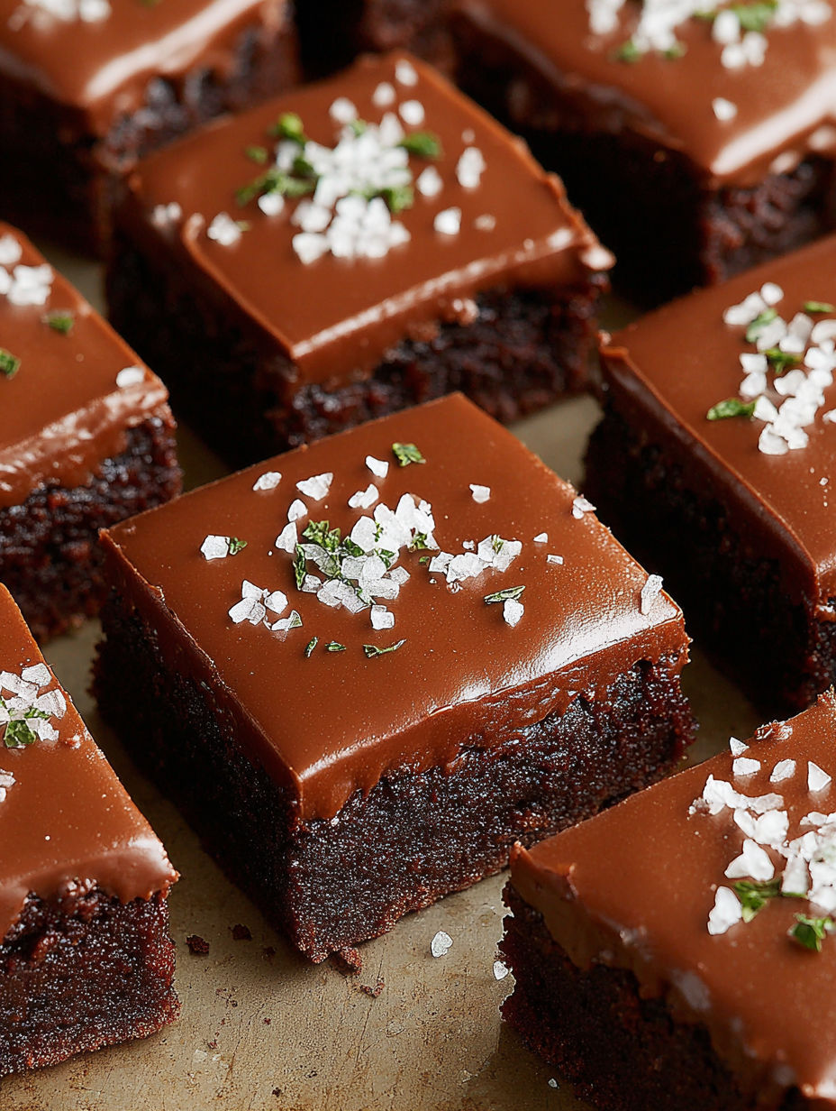 A chocolate brownie with white powdered sugar on top.
