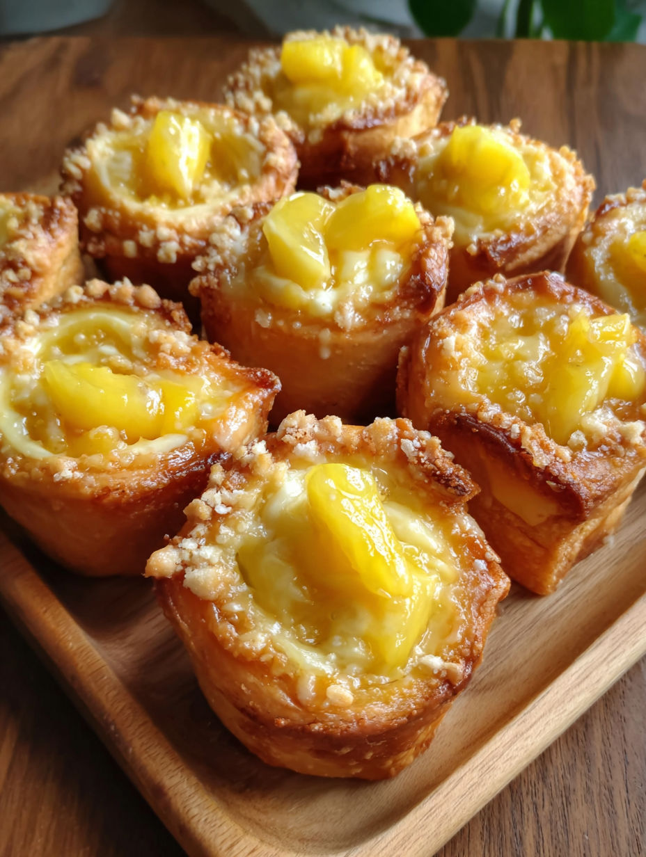 A plate of pastries with a yellow filling.