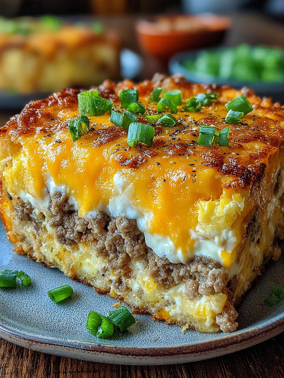 A sausage, egg, and cream cheese dish.