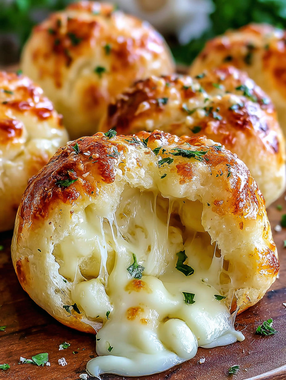 A cheese filled bread with a hole in the center.