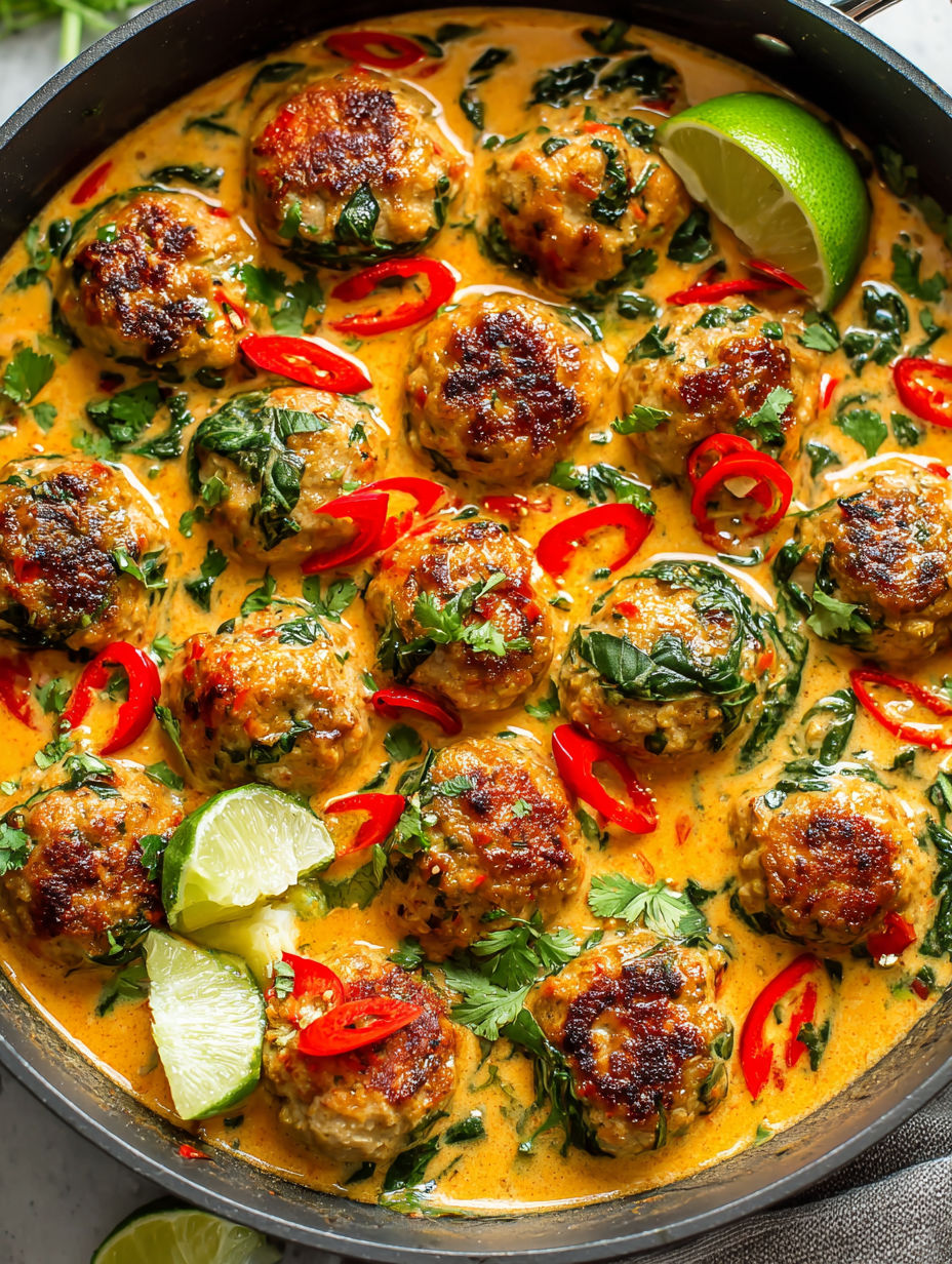 A bowl of meatballs with a lime wedge on the side.