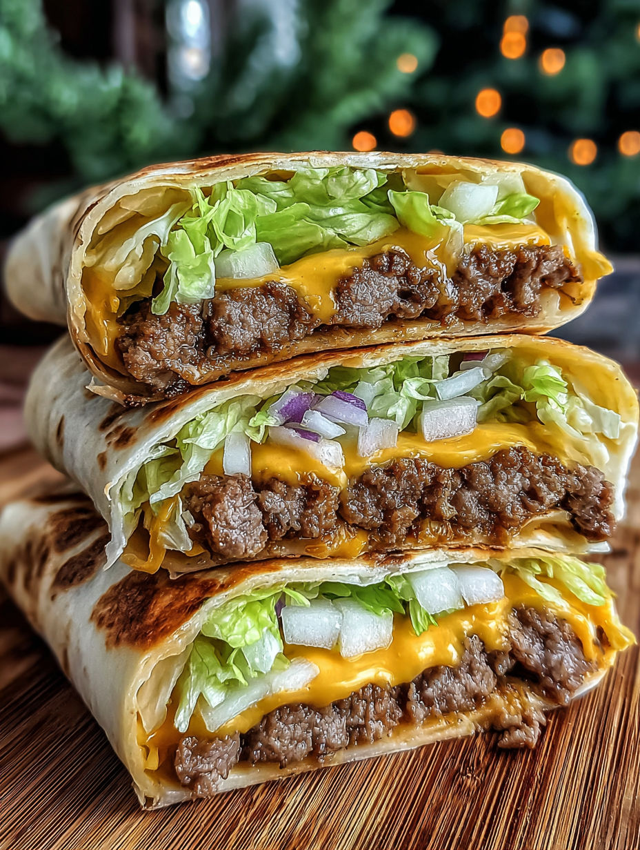 A burrito with lettuce and cheese.