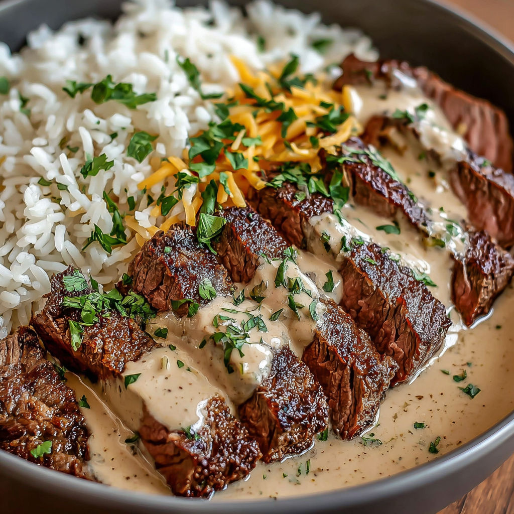 A bowl of food with rice, meat, and cheese.