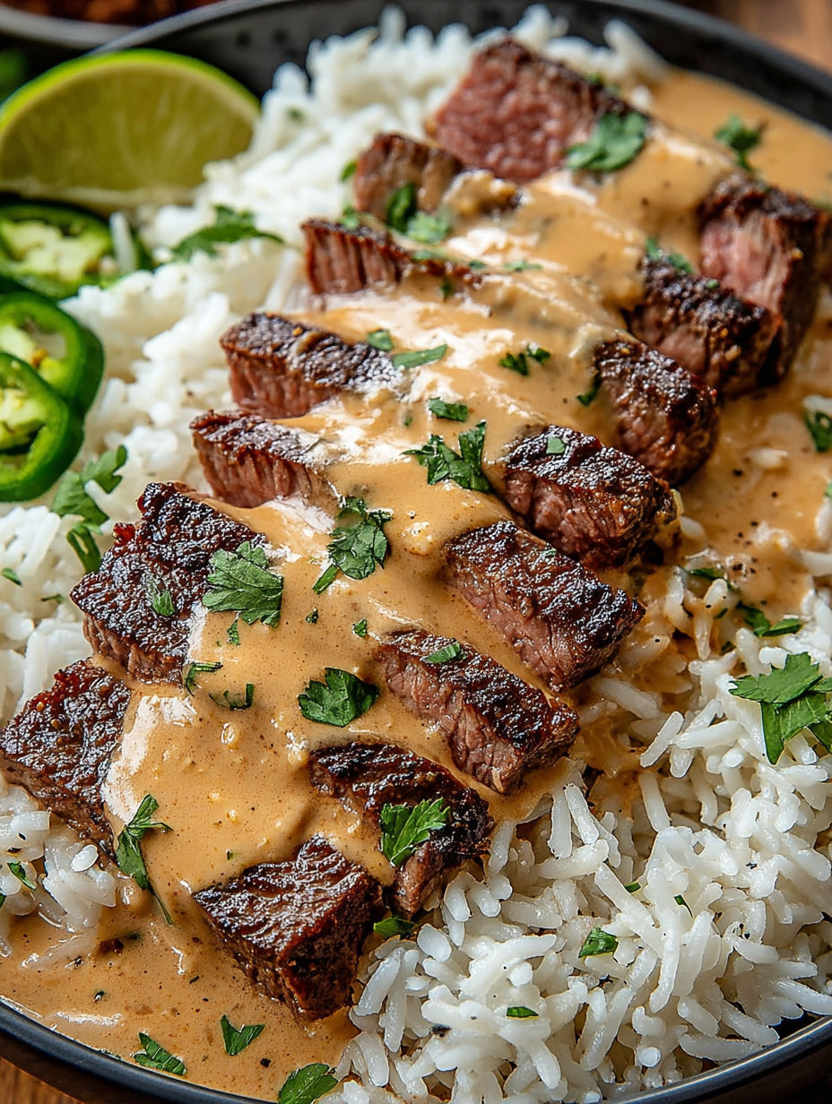 A close up of a piece of meat with sauce on it.