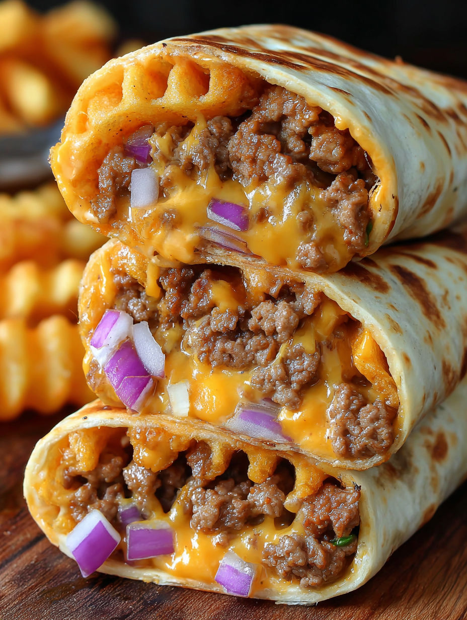 A burrito with meat and cheese.