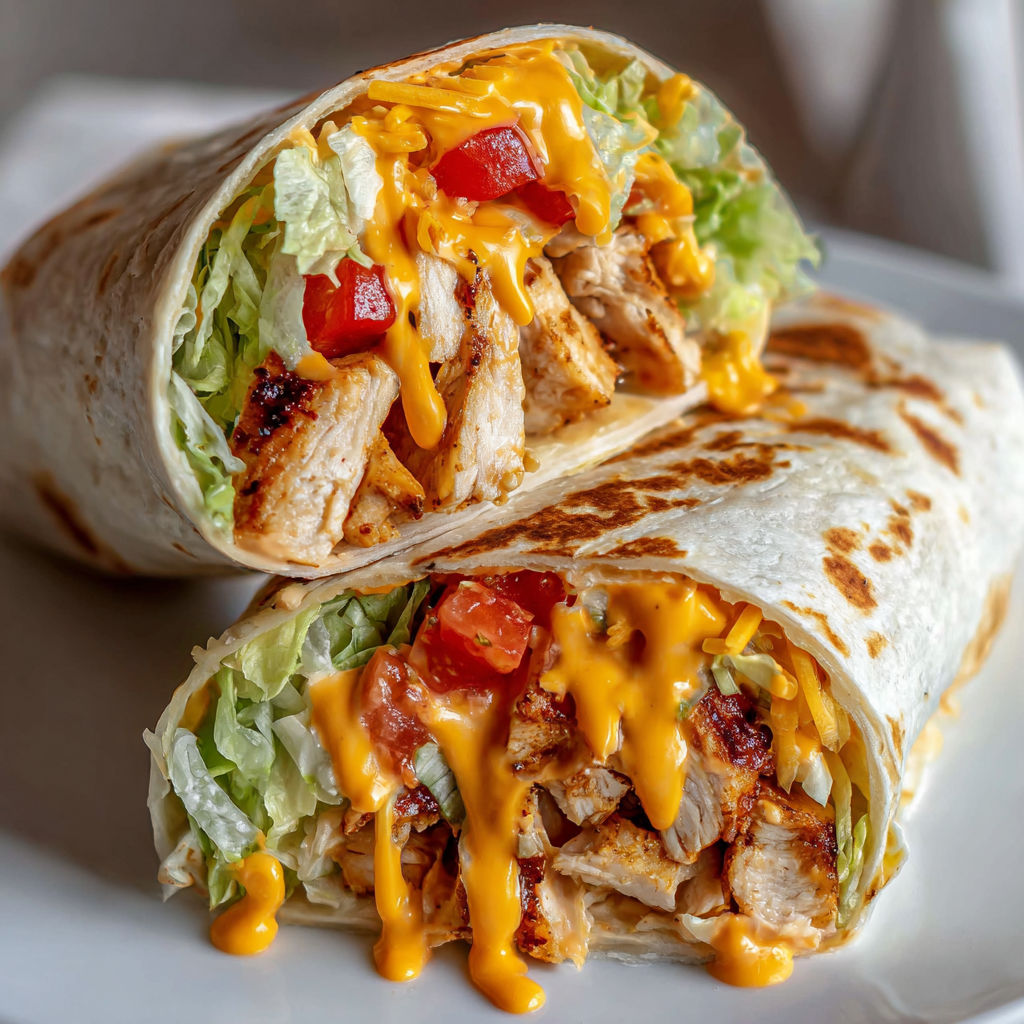 A Chipotle Ranch Chicken Burrito with lettuce and tomatoes.
