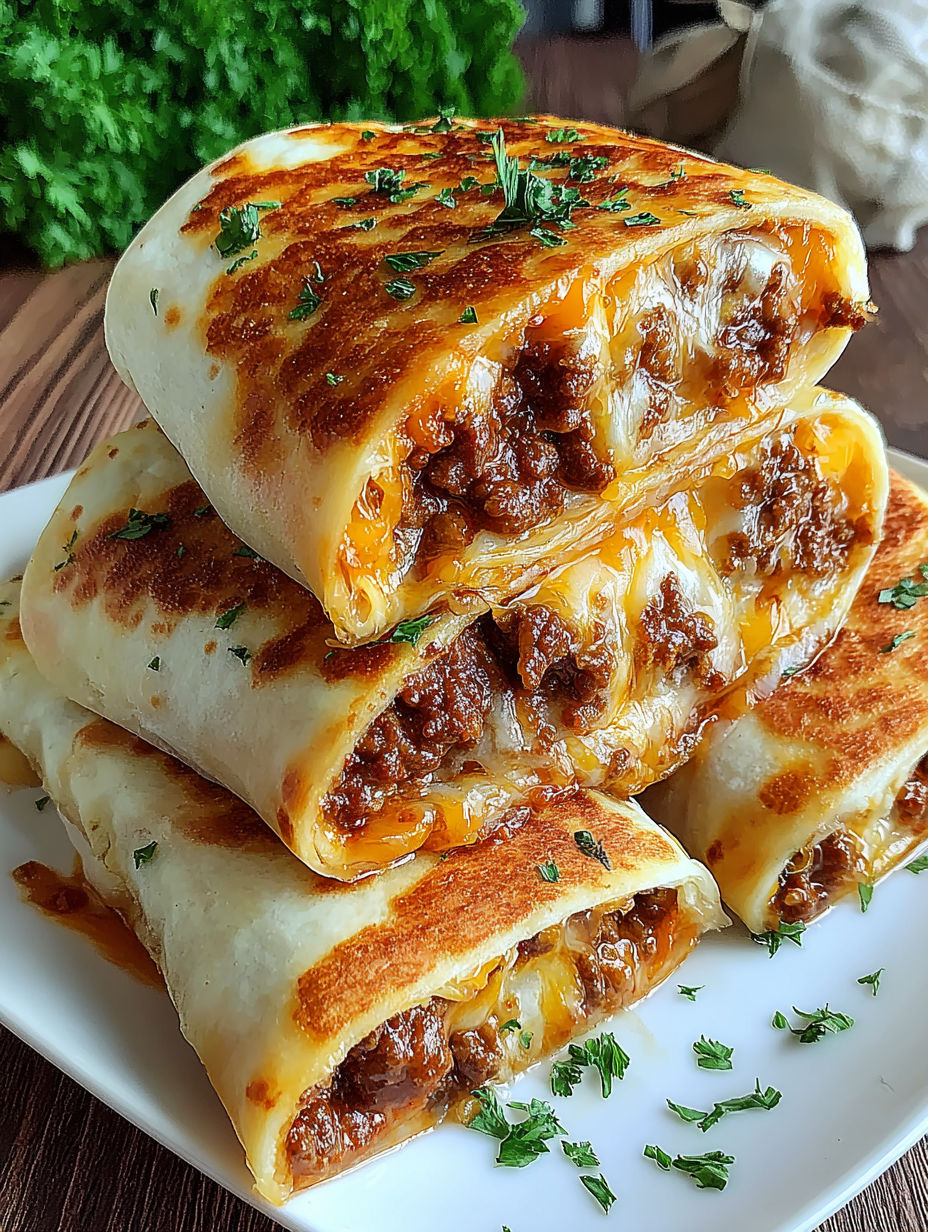 A stack of loaded cheesy pocket tacos.