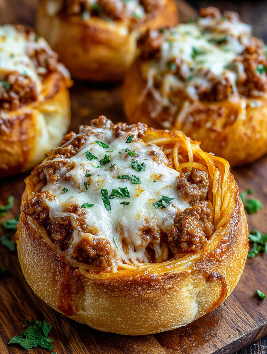 A close up of a meat and cheese filled pastry.