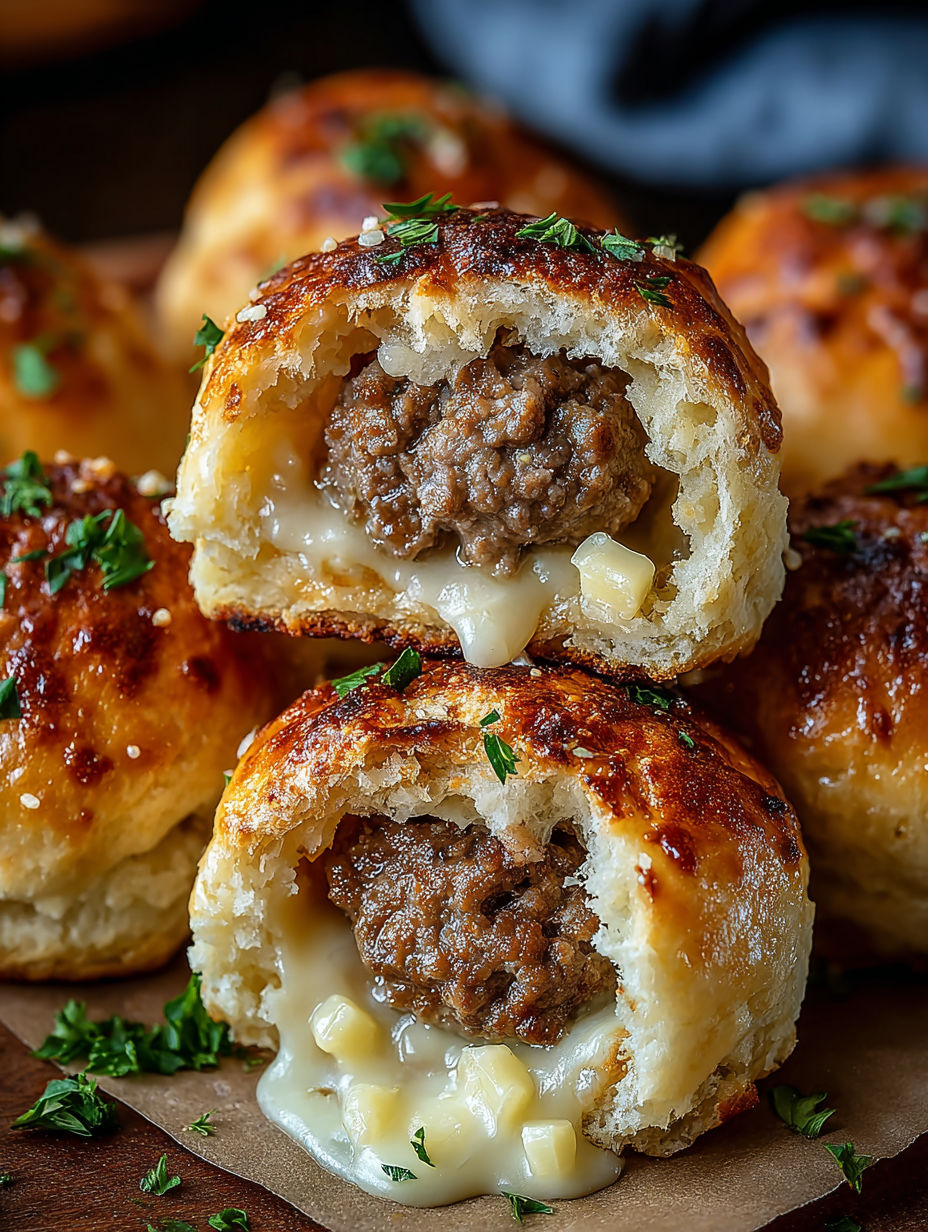 Savory stuffed cheese bombs on a table.