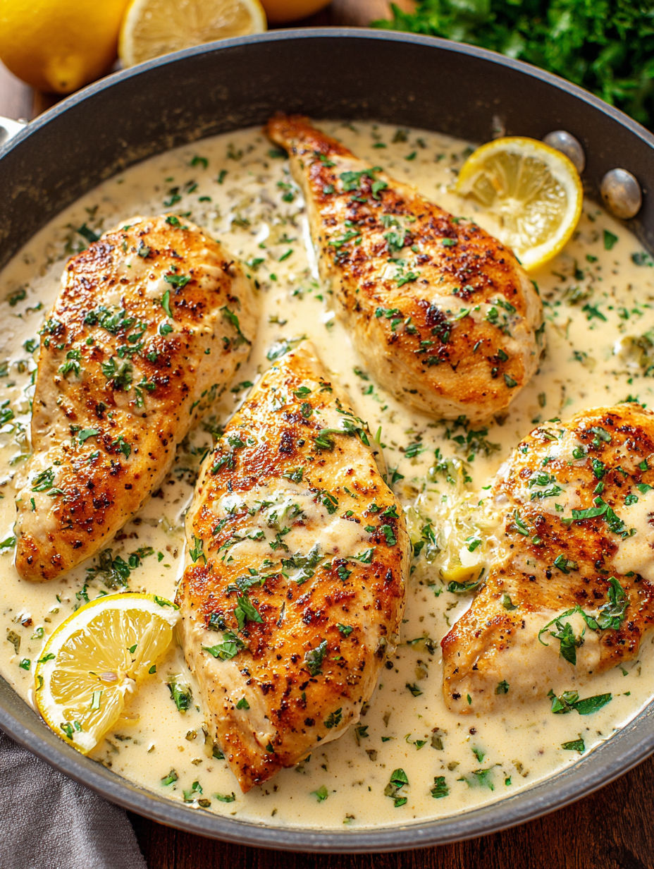 Chicken skillet with garlic and parmesan.