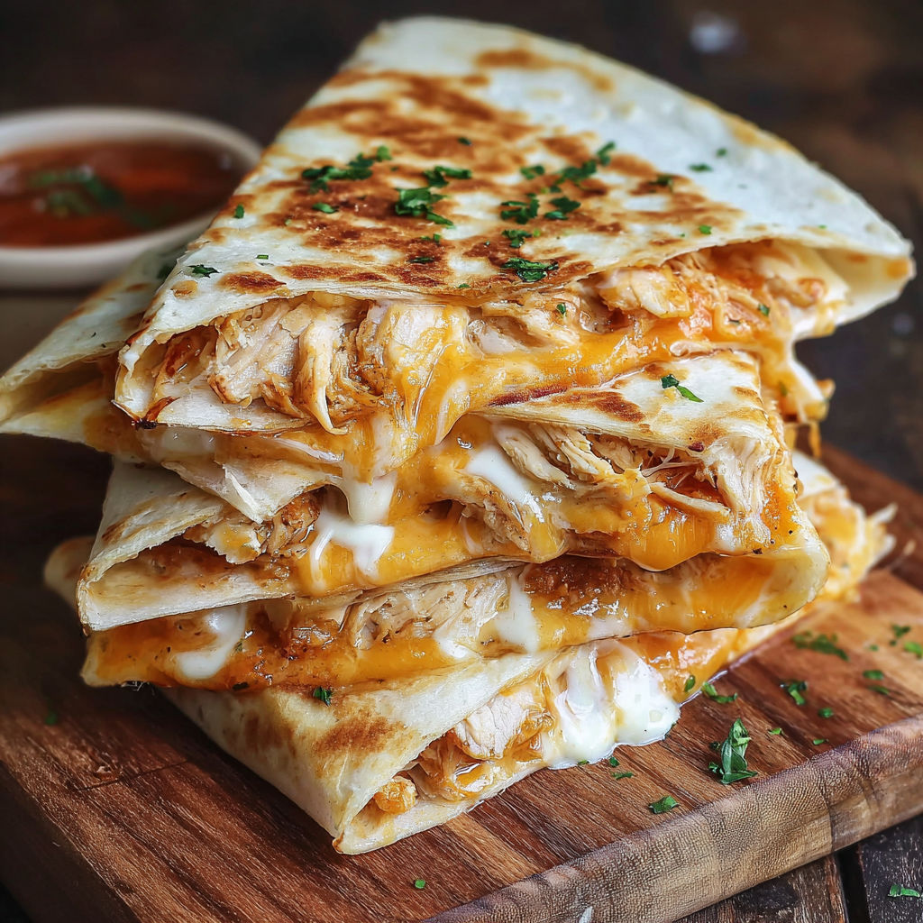 A stack of chicken quesadillas.