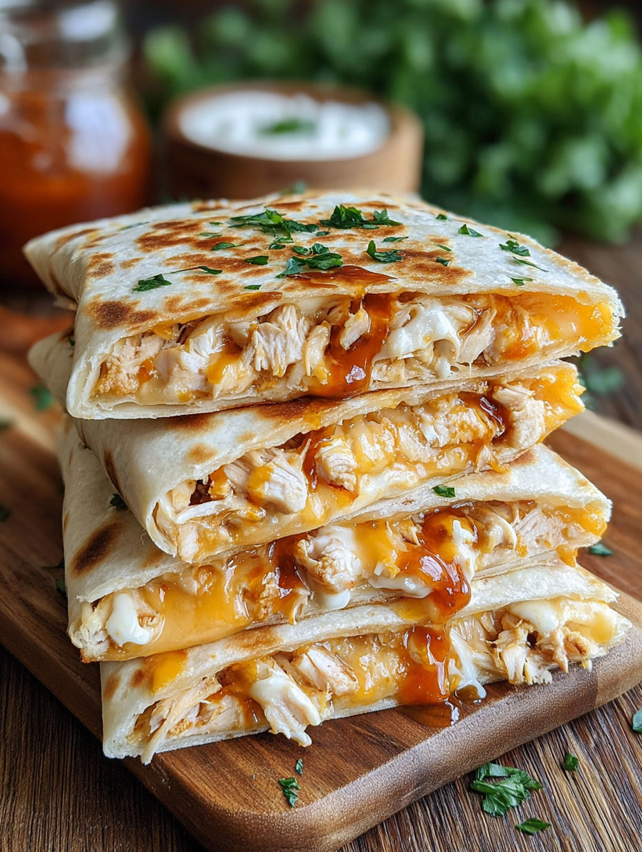 A stack of chicken quesadillas.