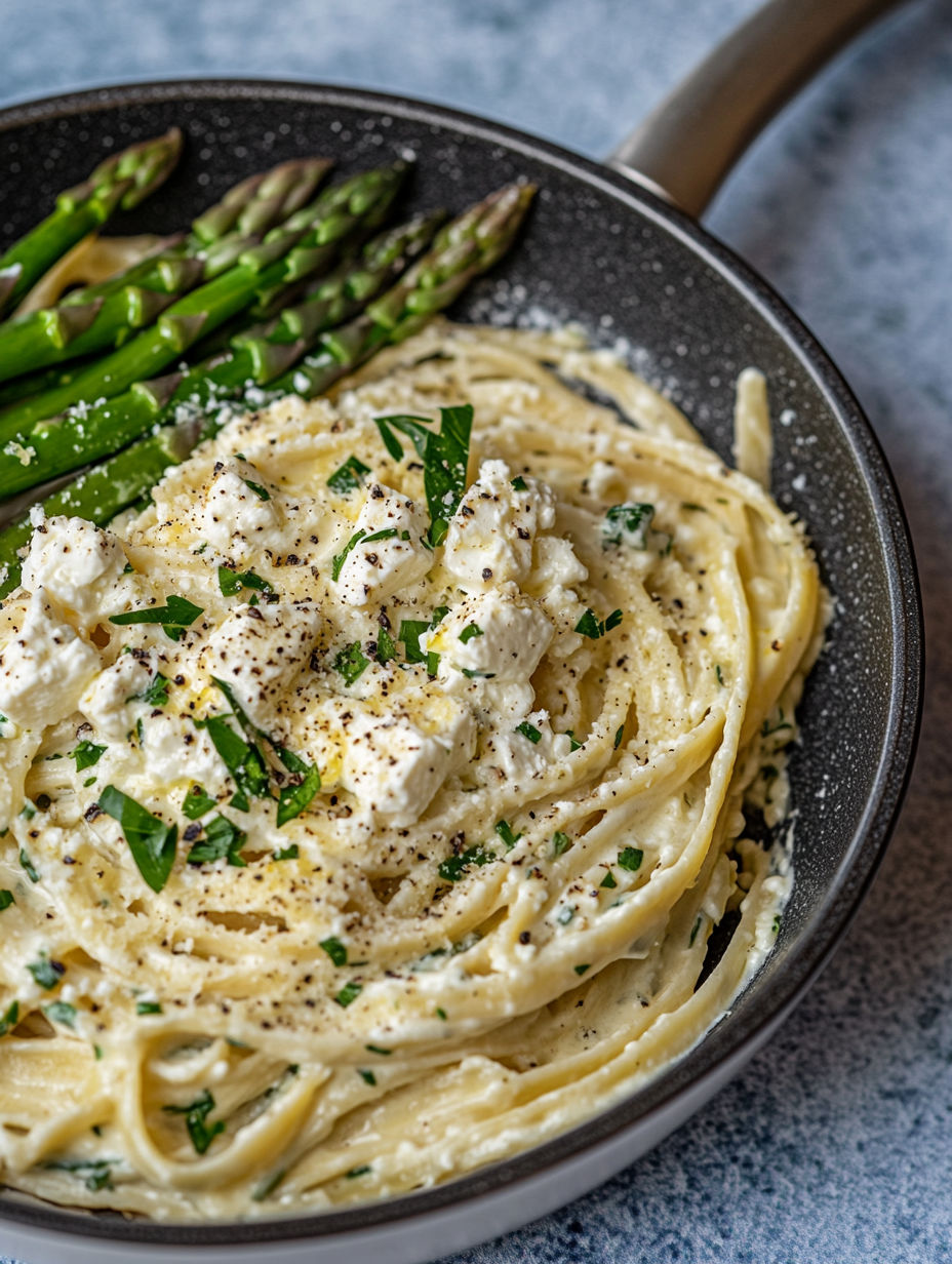 A creamy lemon feta pasta dish.