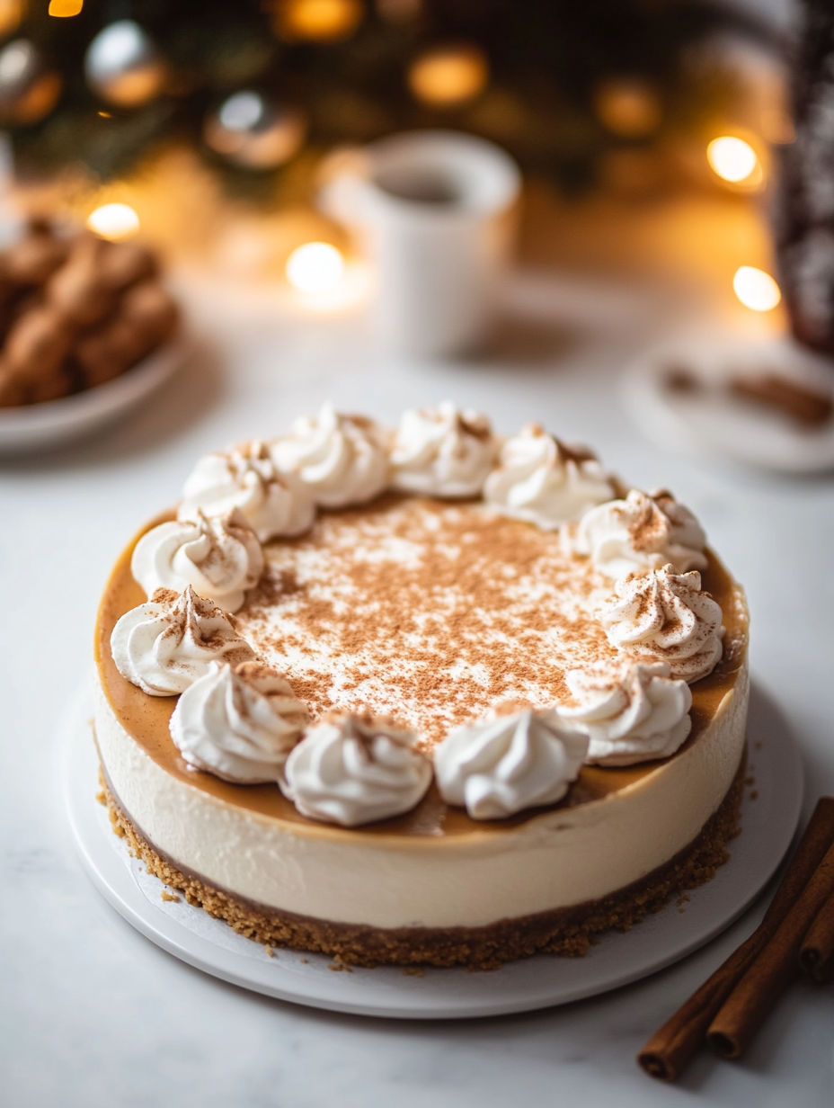 A slice of gingerbread cheesecake.