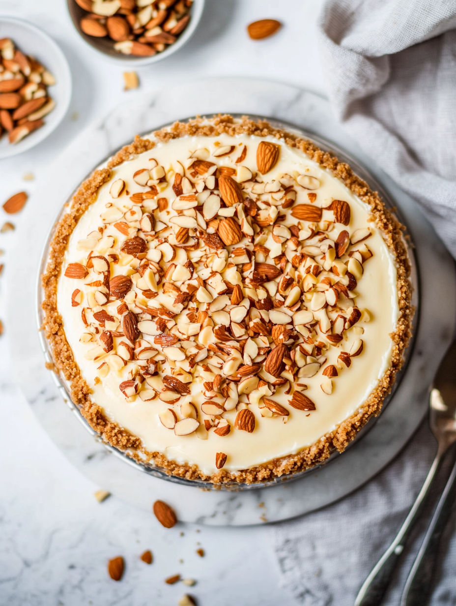 A slice of Amaretto Cheesecake.