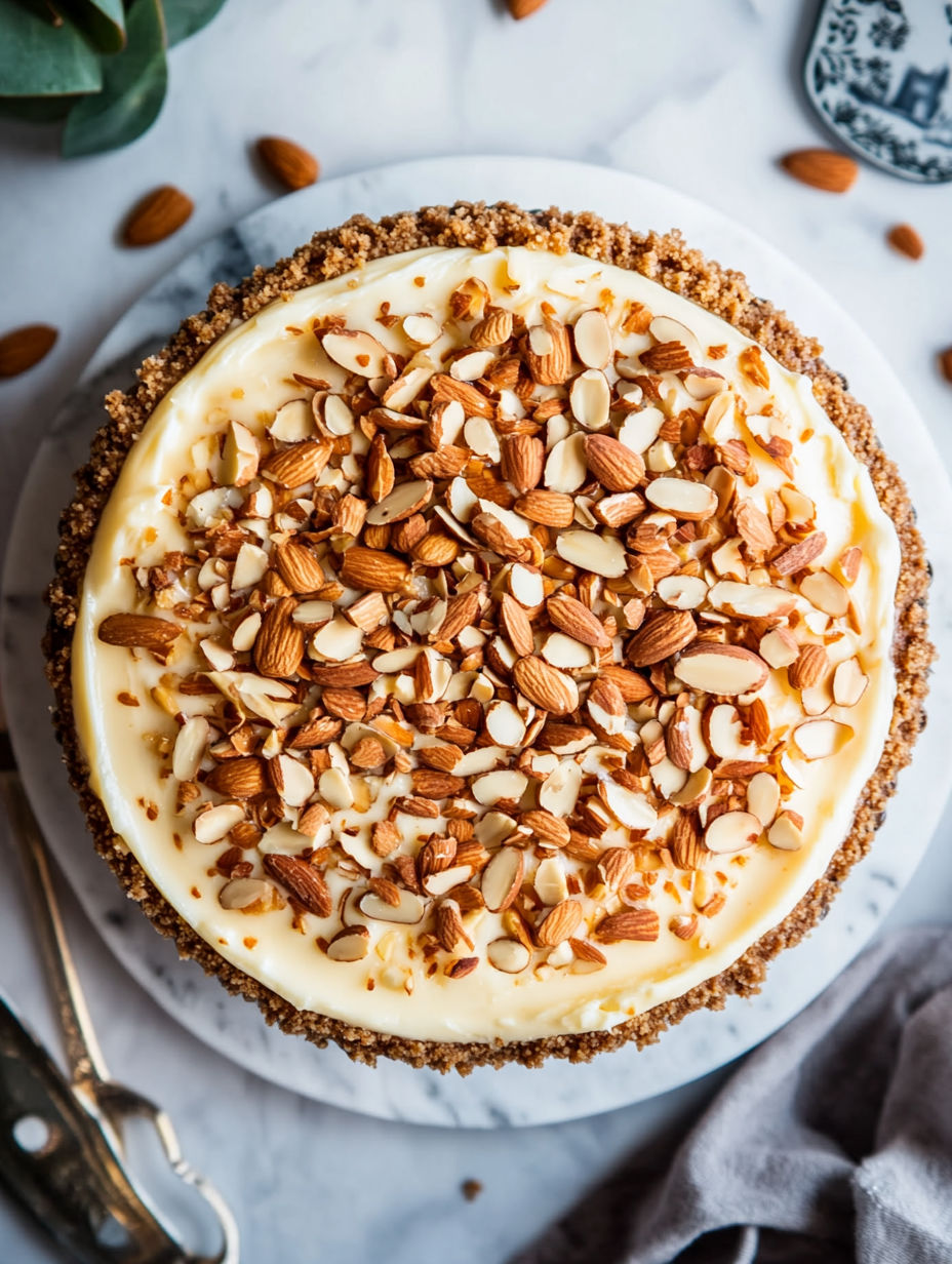 A slice of Amaretto Cheesecake.