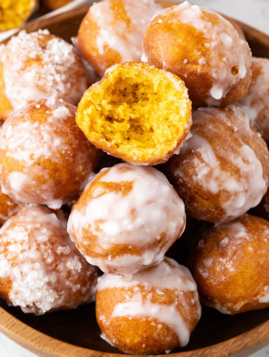 A pile of donuts with icing.