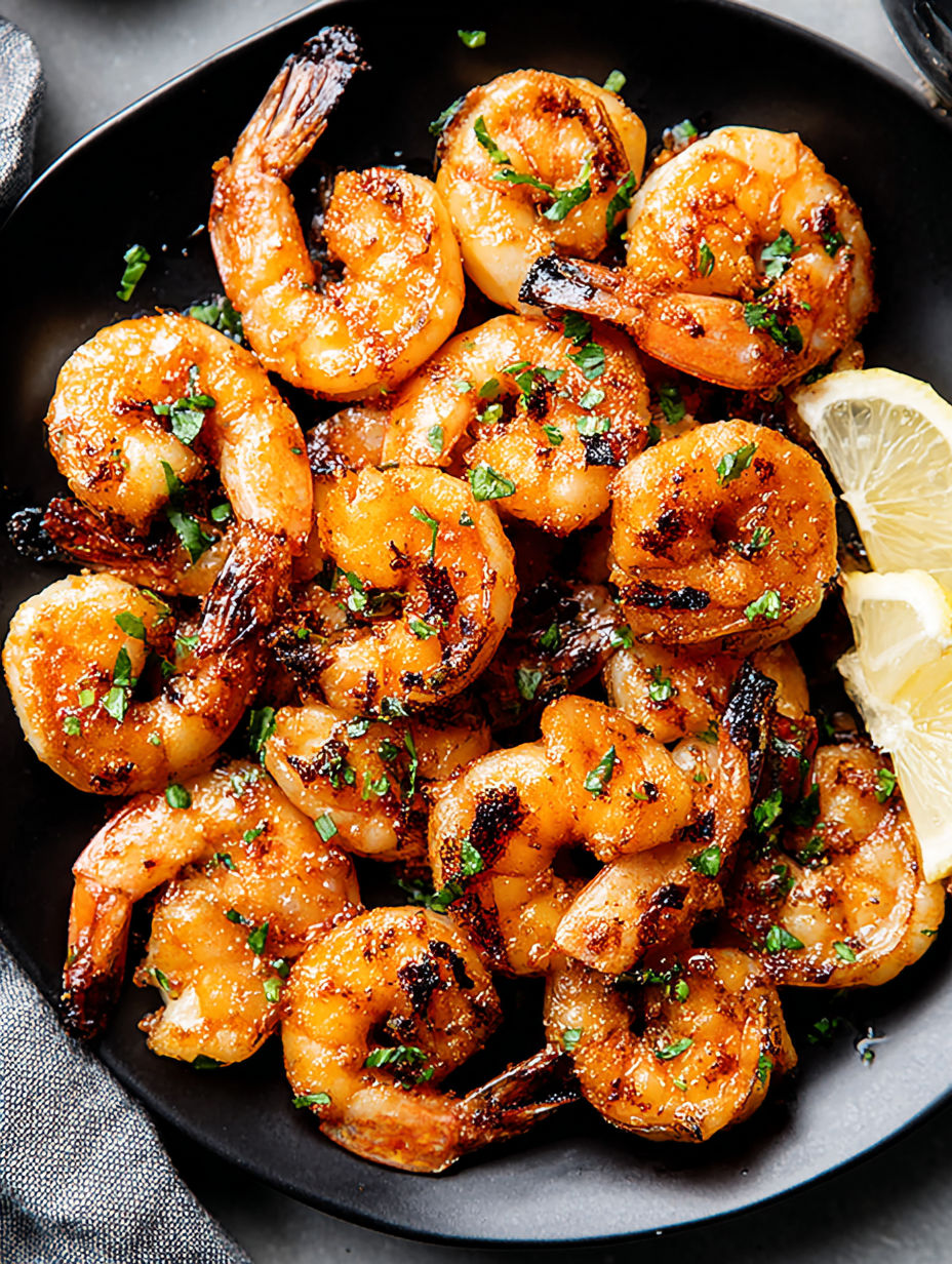 A bowl of grilled Cajun shrimp.