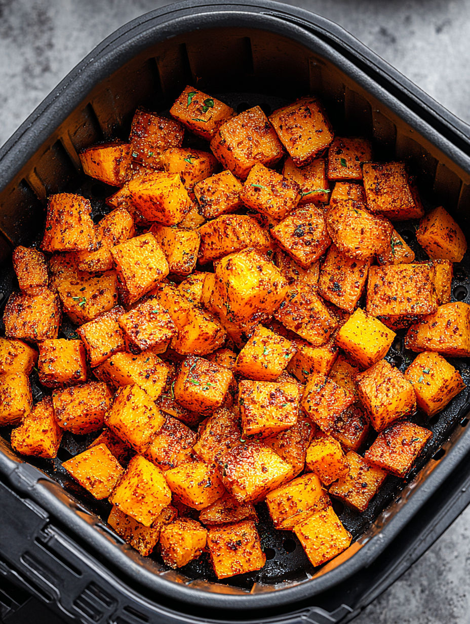 A close up of a pan of food with a spice mix of paprika and pumpkin.