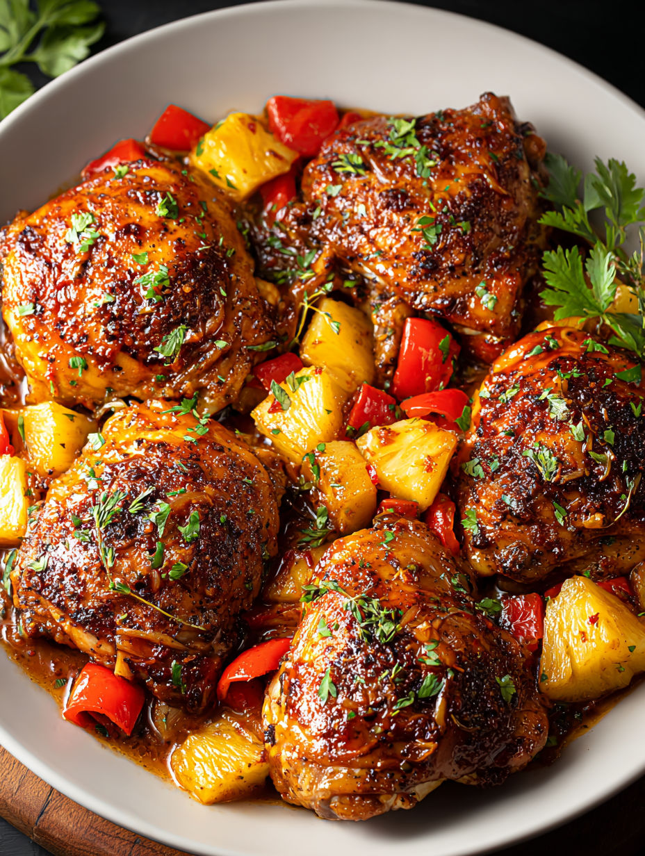 A plate of chicken with peppers and onions.