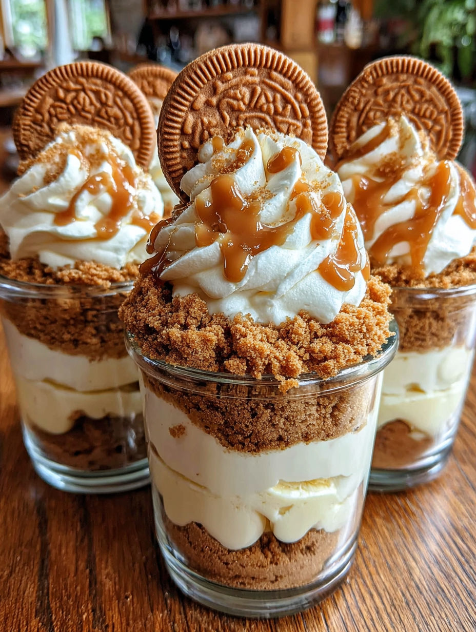 A dessert with cookies and cream.