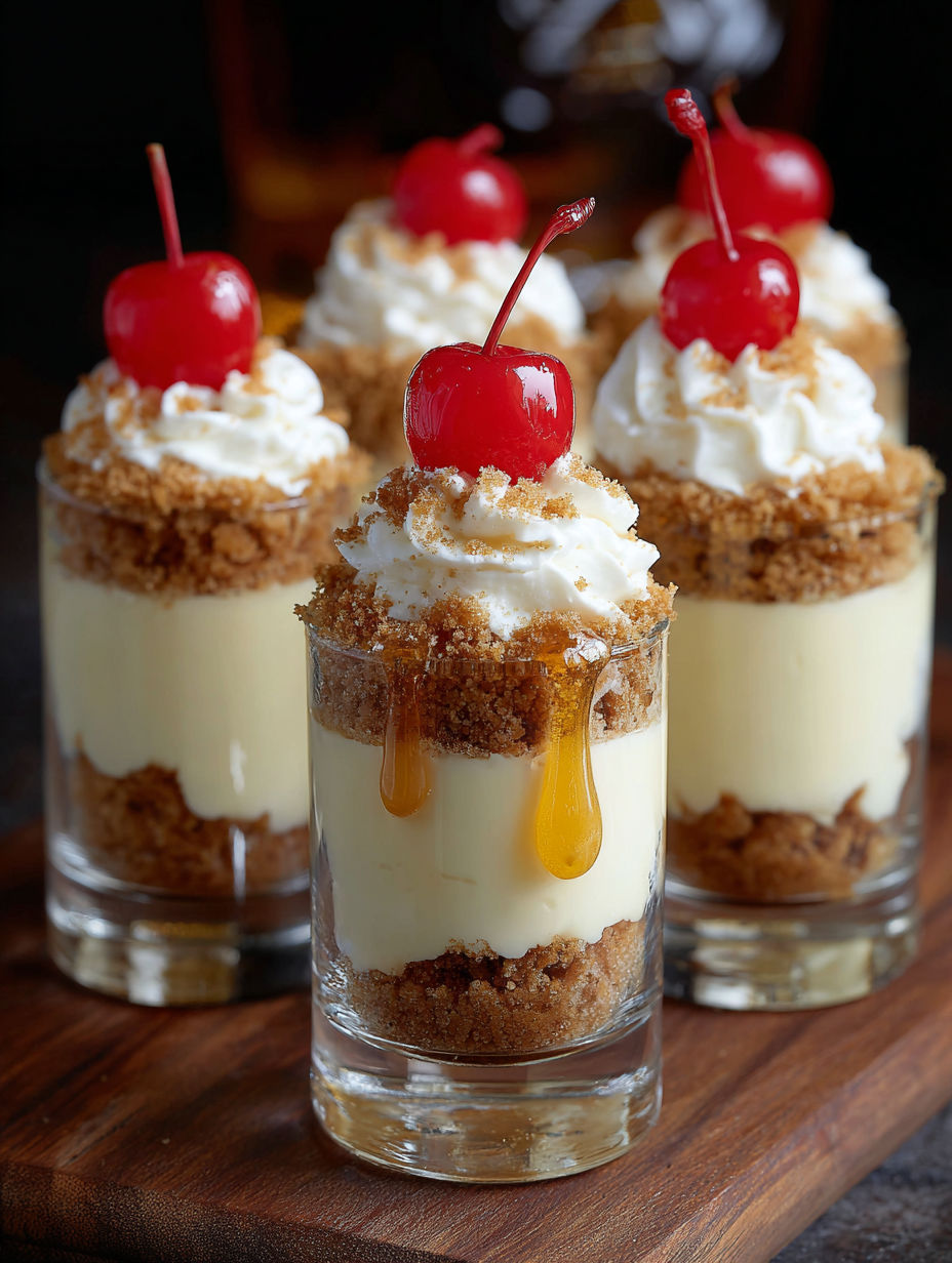 Four shots of Fireball Whiskey Cheesecake.
