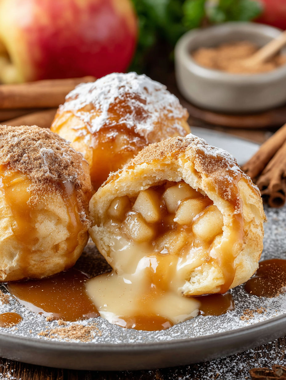 Two desserts with sauce on them.