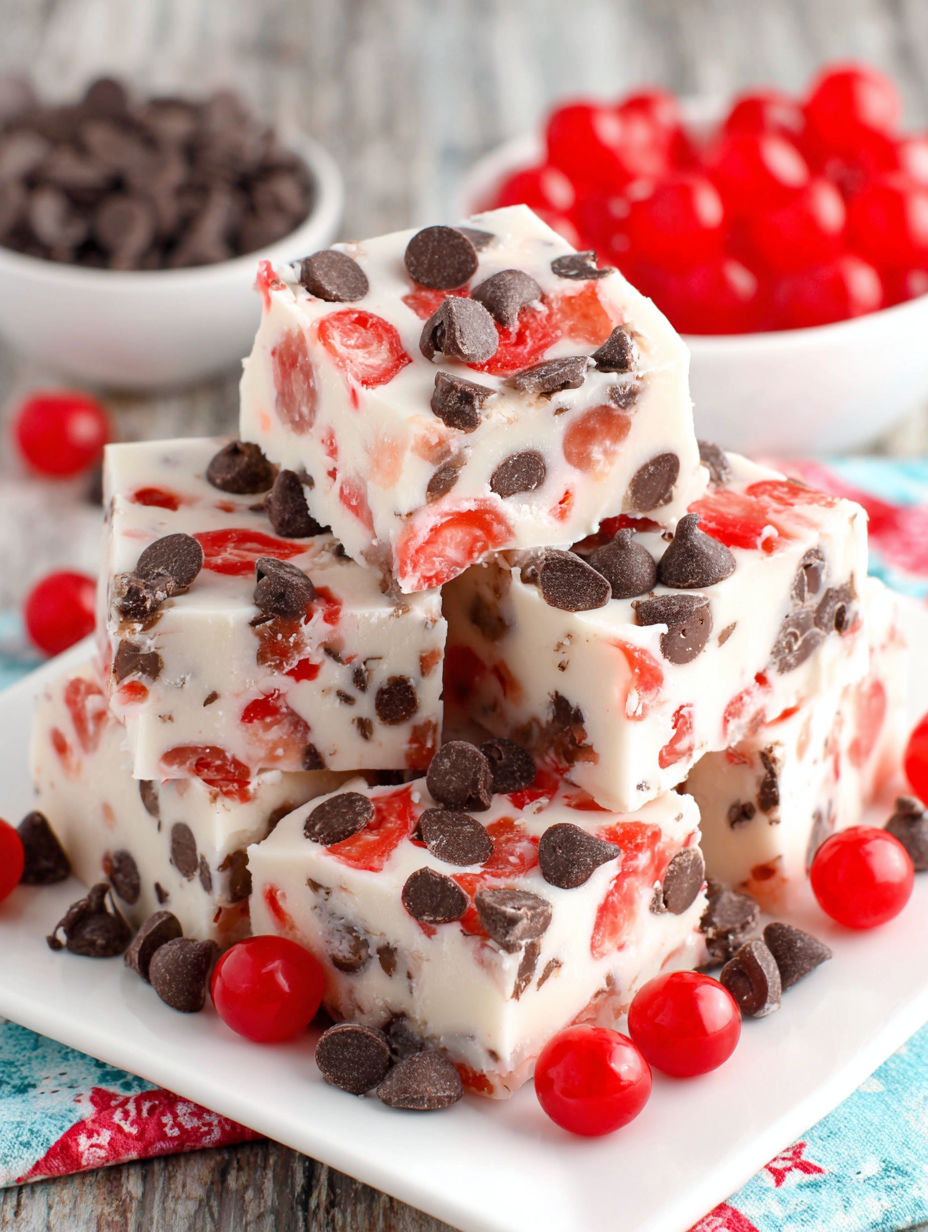 A plate of chocolate and red candy.