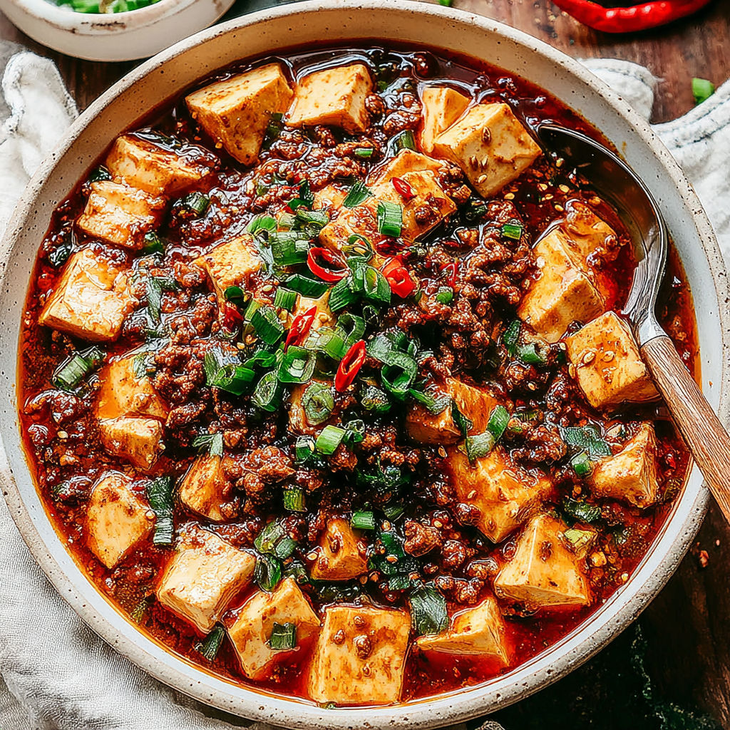 A bowl of authentic Mapo Tofu.