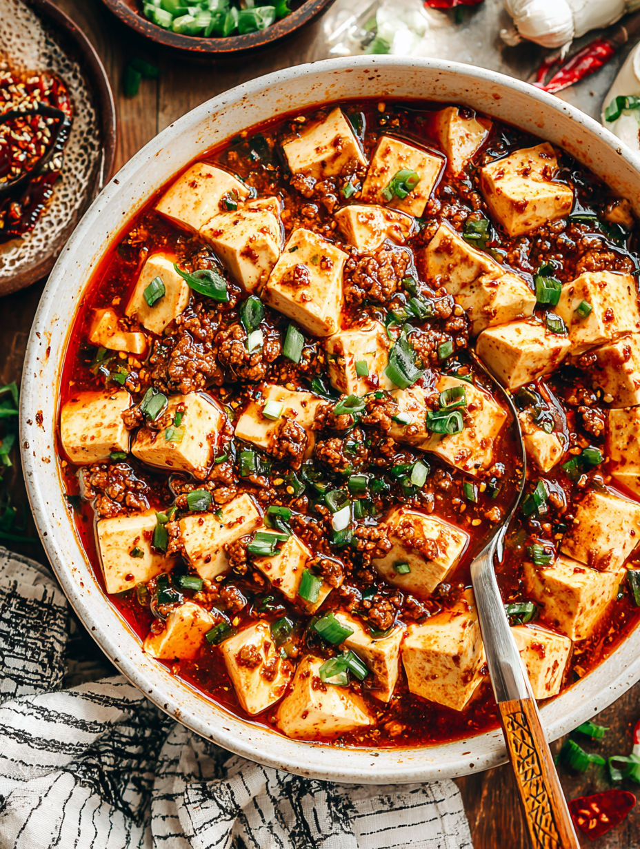 A bowl of authentic Mapo Tofu.