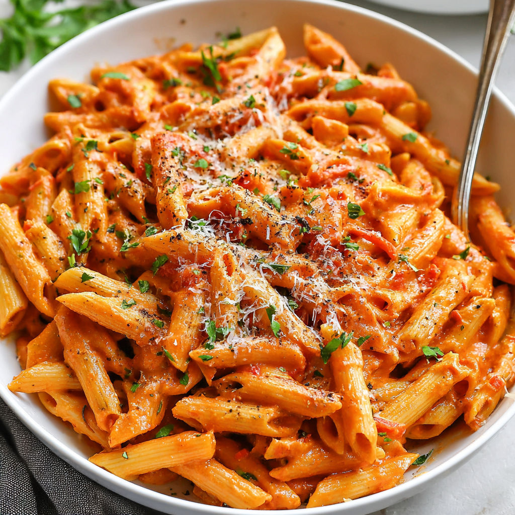 A bowl of penne alla vodka.