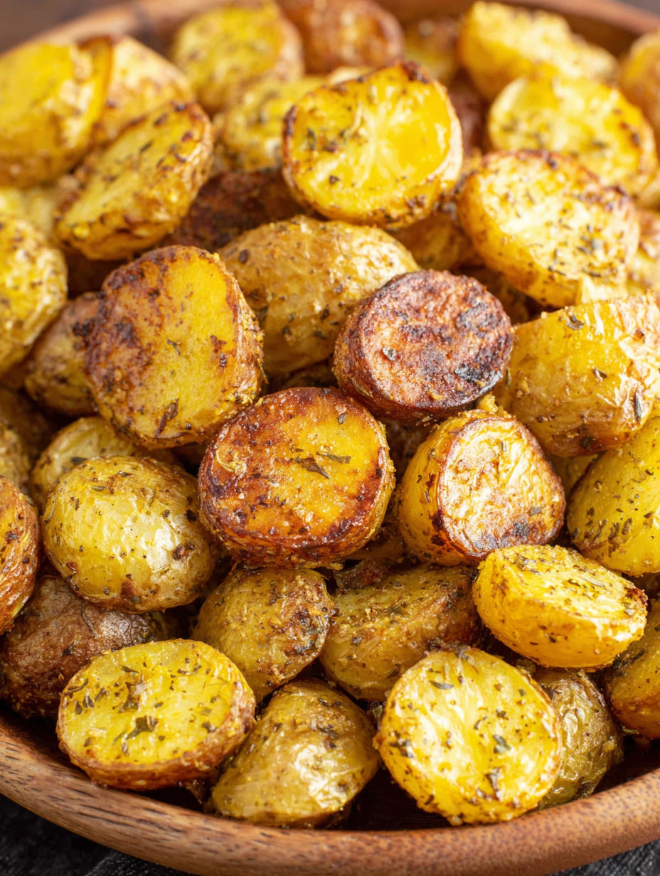 A bowl of roasted potatoes.