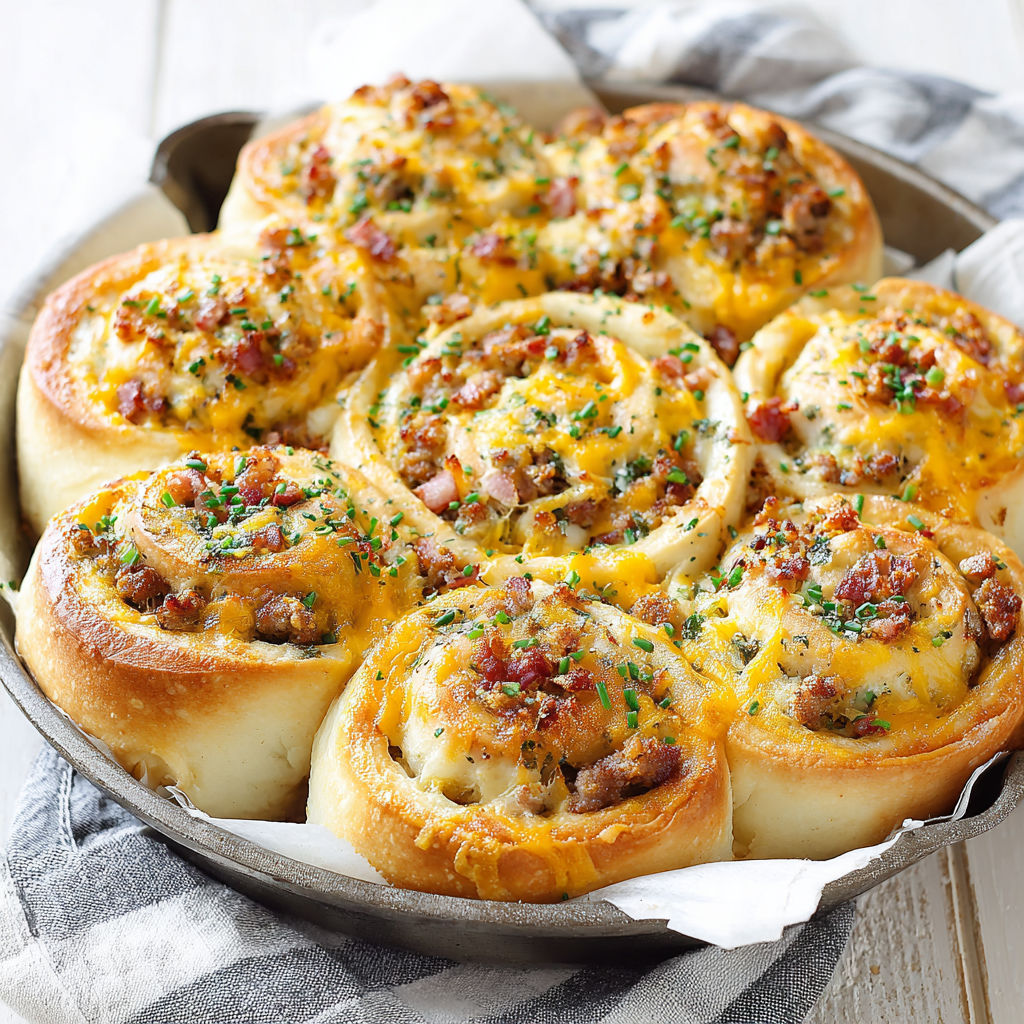 A pan of French Onion Breakfast Rolls.