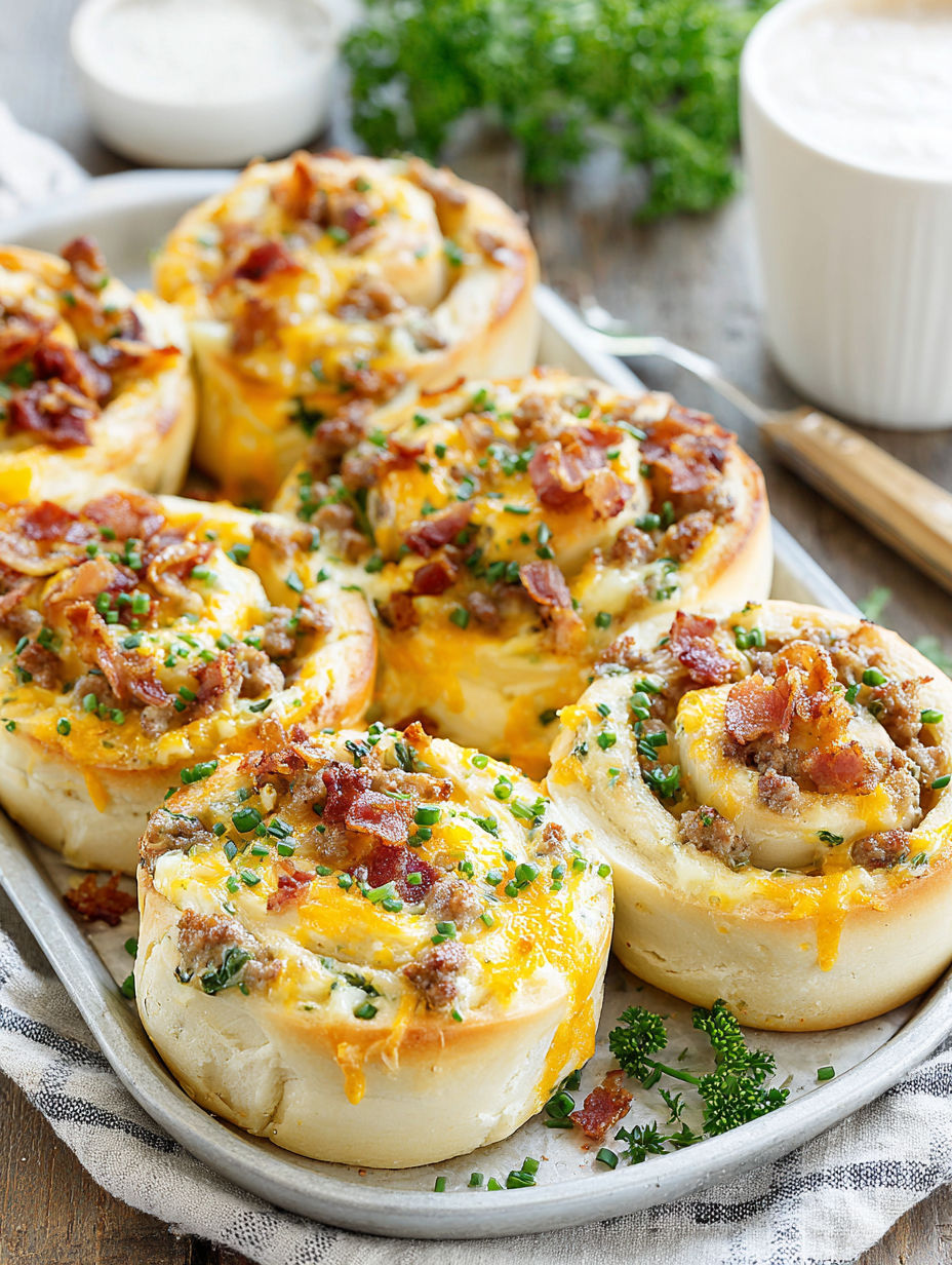 A tray of French Onion Breakfast Rolls.