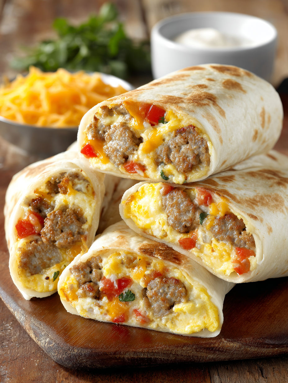 French onion breakfast rolls with eggs and sausage.
