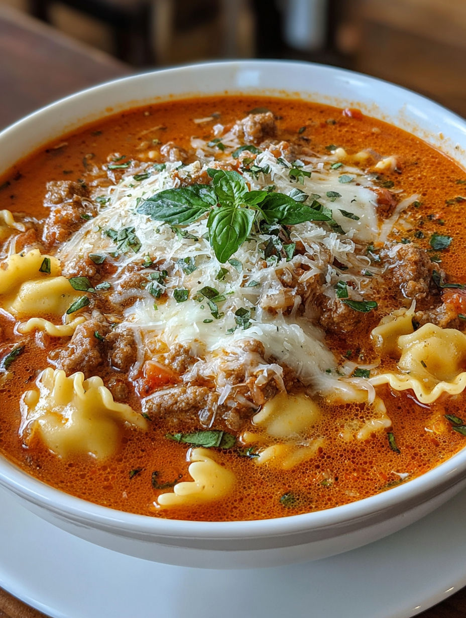 A bowl of pasta with meat and cheese.