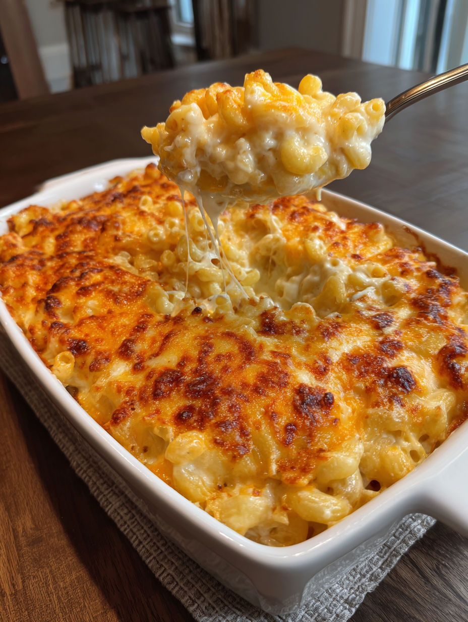 A creamy cheesy four cheese mac.