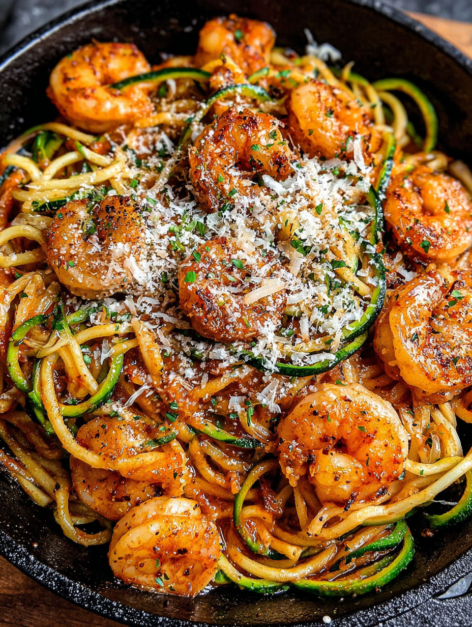 Shrimp scampi with zoodles.