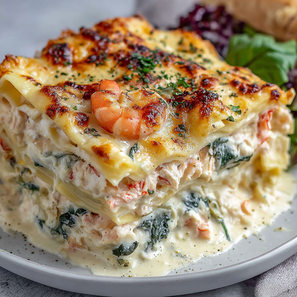 A delicious seafood lasagna fusion delight.